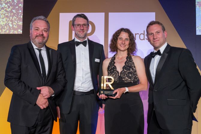 Jeremy Bragg and Isabel Green (second and third from left) at the IR Magazine Awards -Europe 2024