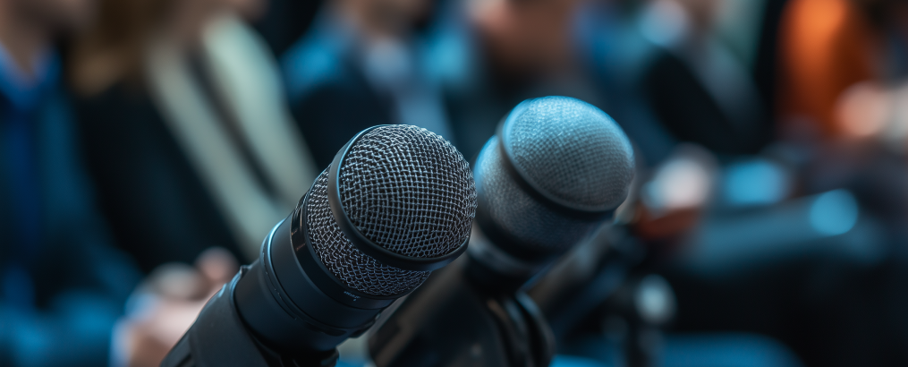 Microphones on a desk. Photo: Quartr